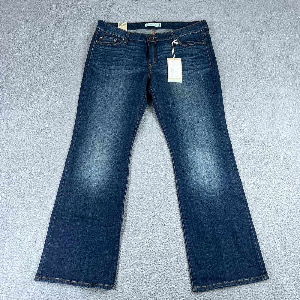 Levis 545 Jeans Womens 16M Blue Low Boot Cut Mid Rise Flap Pockets Dark Wash NWT